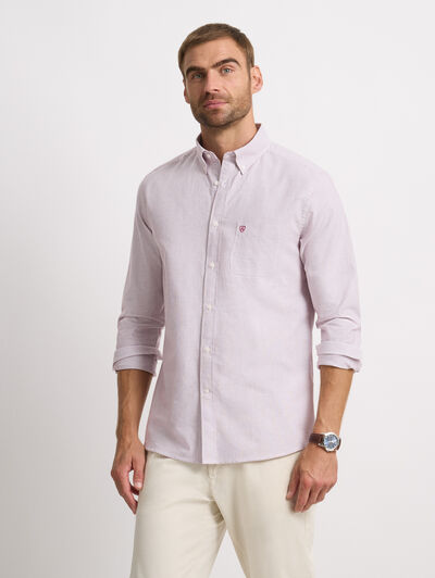 CAMISA MIL RAYAS POCKET BURDEOS