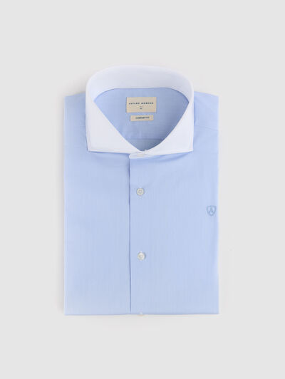 CAMISA MIL RAYAS C.BLANCO CELESTE