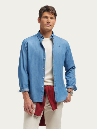 CAMISA DENIM B.DOWN AZUL