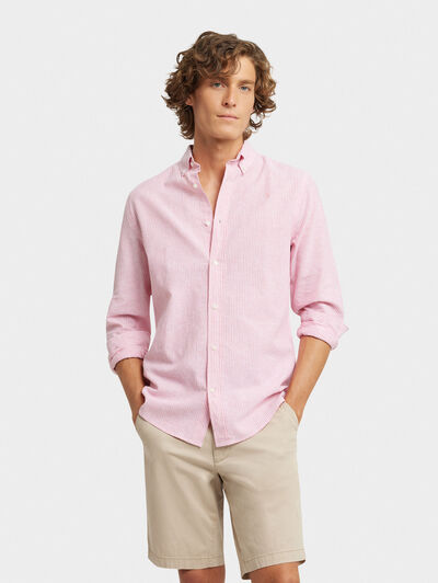 CAMISA LINO RAYAS BD CORAL