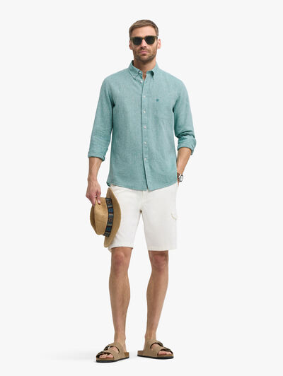 CAMISA LINO BOLSILLO VERDE