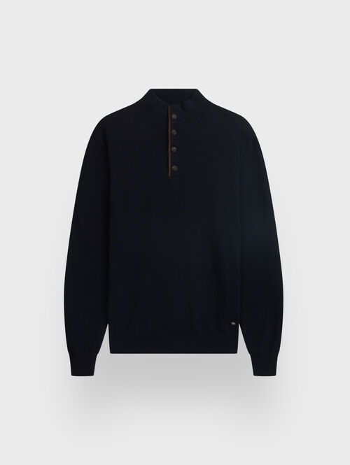 JERSEY BUTTON COLLAR AZUL MARINO