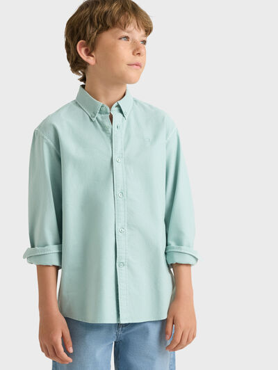 CAMISA OXFORD DYE KIDS VERDE AGUA