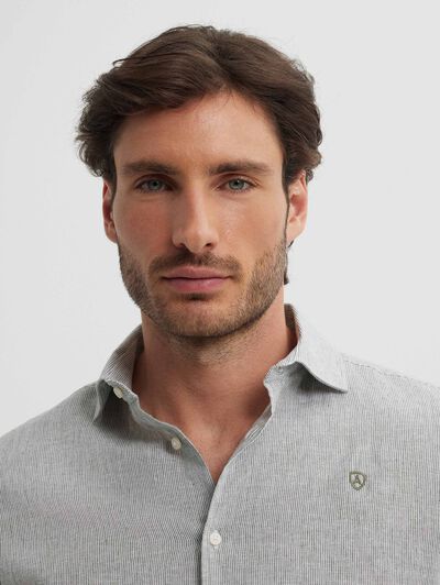 CAMISA LINO RAYAS AX VERDE