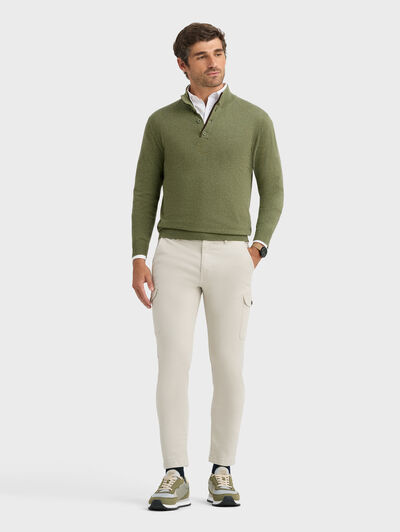 JERSEY BUTTON COLLAR VERDE