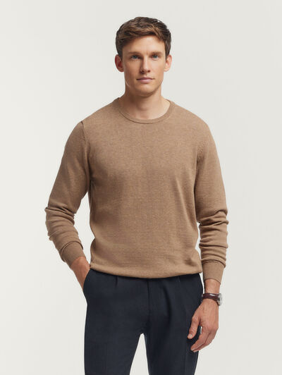 JERSERY ROUND NECK TRENDY CAMEL