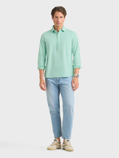 POLERA OXFORD DYE VERDE AGUA