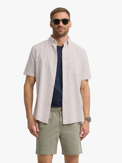 CAMISA LINO M. CORTA BEIGE