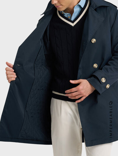 GABARDINA TRENCH AZUL MARINO