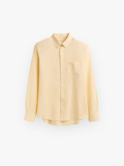 CAMISA LINO BOLSILLO AMARILLO