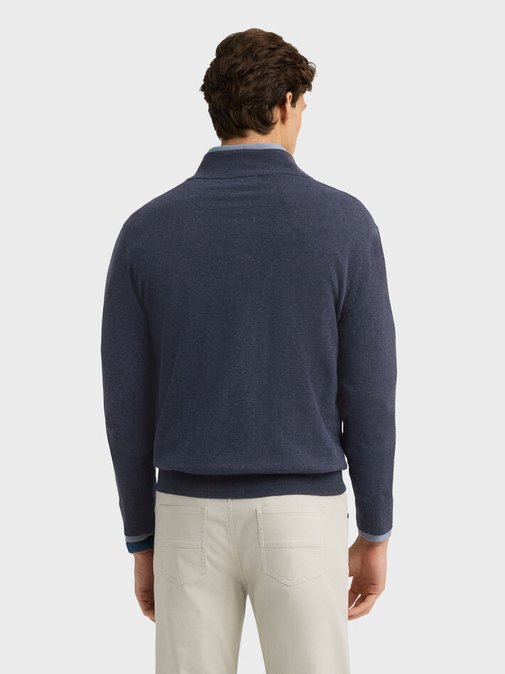 JERSEY BUTTON COLLAR AZUL