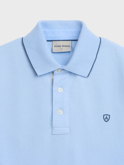 POLO CONTRAST CELESTE