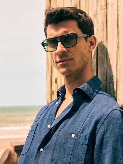 CUBANA LINO CHAMBRAY AZUL MARINO