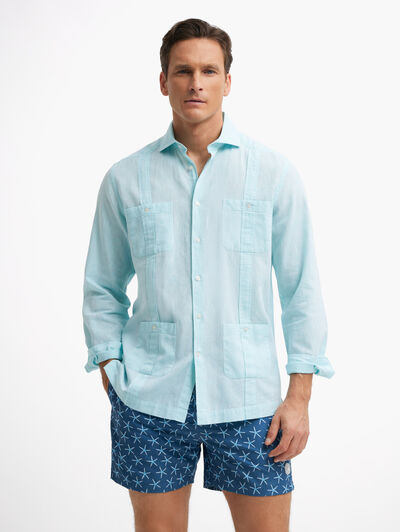 CUBANA LINO CHAMBRAY VERDE AGUA