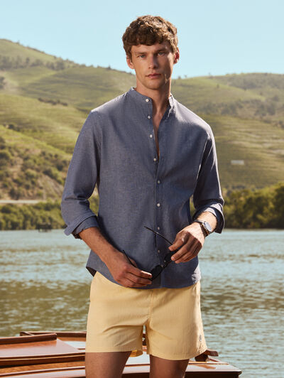CAMISA LINO MAO AZUL