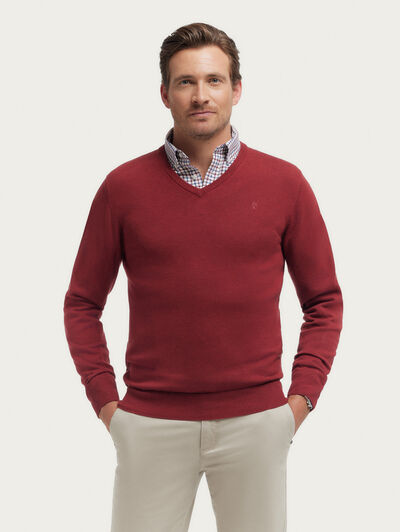 JERSEY V-NECK TRENDY BURDEOS