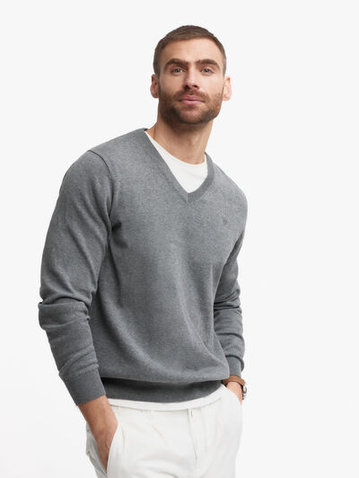 JERSEY V-NECK GRIS