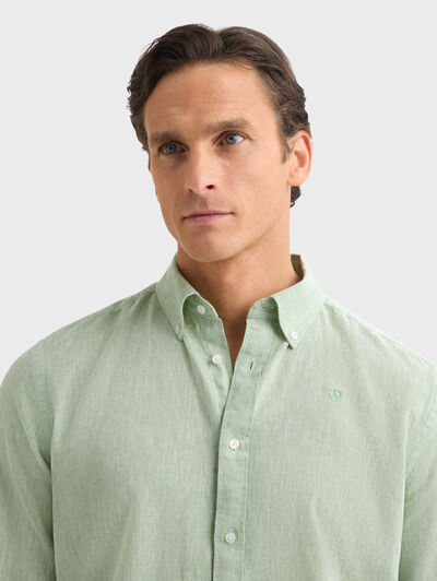 CAMISA LINO C.BOTON VERDE