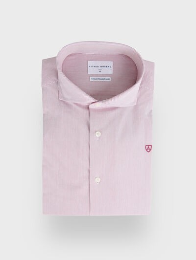 CAMISA VESTIR 500 RAYAS ROJO