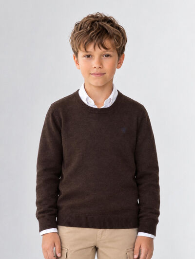 JERSEY ROUND NECK KIDS MARRÓN