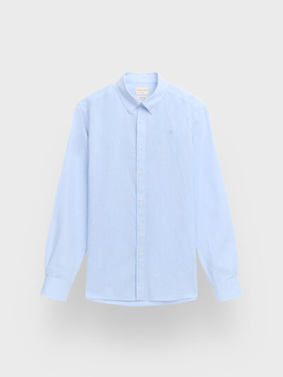 CAMISA LINO C.BOTON CELESTE