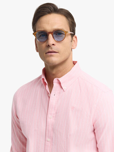 CAMISA OXFORD STRIPES CORAL