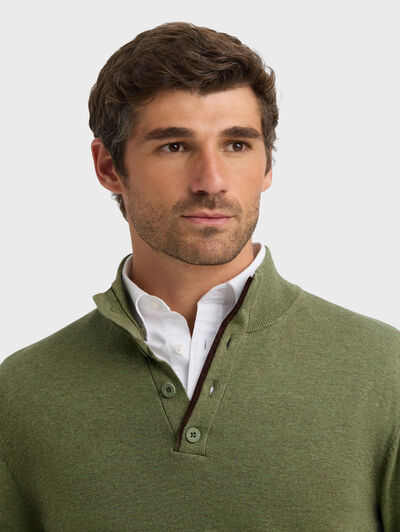 JERSEY BUTTON COLLAR VERDE
