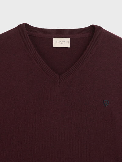 JERSEY V-NECK TRENDY BURDEOS