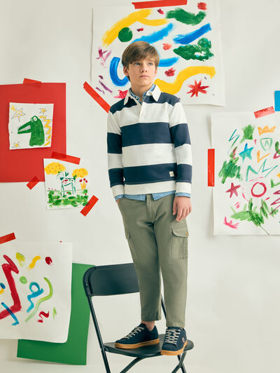 POLO RAYAS KIDS AZUL MARINO