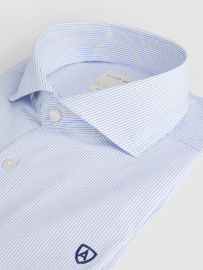 CAMISA COMFORT RAYAS CELESTE