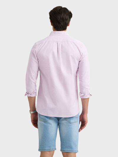 CAMISA OXFORD MIL RAYAS BURDEOS