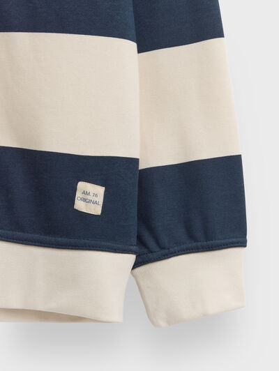 SUDADERA POLO RAYAS BEIGE