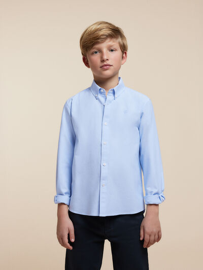 CAMISA OXFORD SOLID KIDS CELESTE