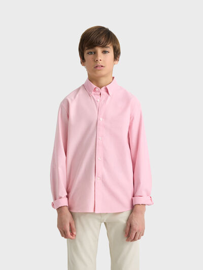 CAMISA OXFORD SOLID KIDS CORAL