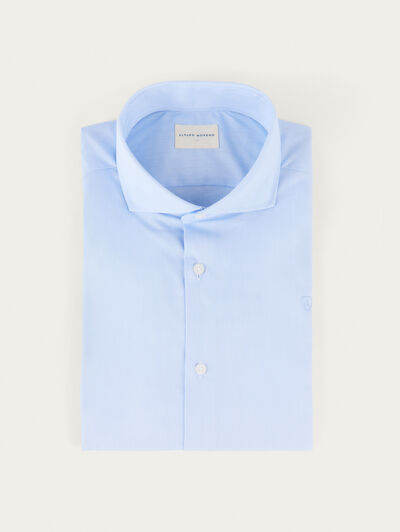 CAMISA COMFORT FIL A FIL CELESTE