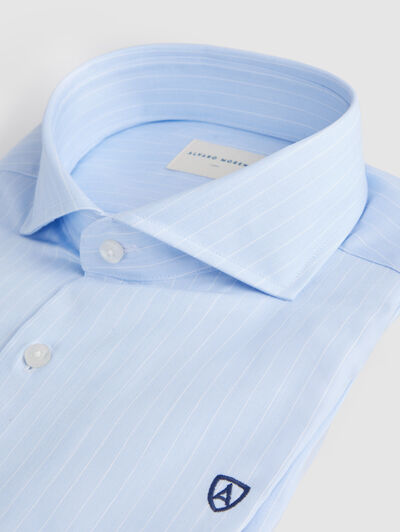 CAMISA VESTIR RAYAS CELESTE