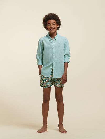 CAMISA LINO C.BOTON KIDS VERDE