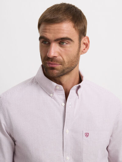 CAMISA MIL RAYAS POCKET BURDEOS