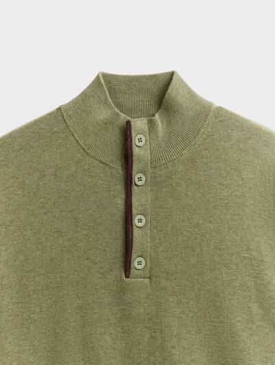 JERSEY BUTTON COLLAR VERDE