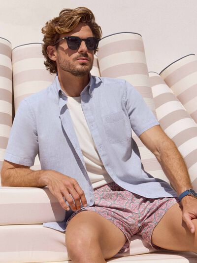 CAMISA LINO M. CORTA VERDE