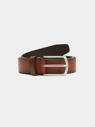 CINTURON PIEL ROUGH CAMEL