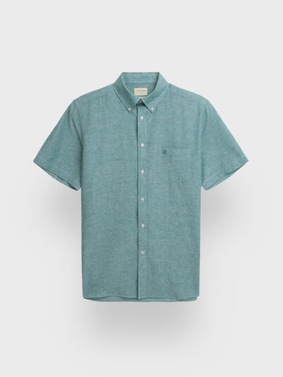 CAMISA LINO M.CORTA VERDE