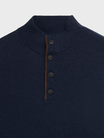 JERSEY BUTTON COLLAR AZUL