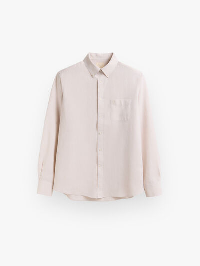 CAMISA LINO BOLSILLO BEIGE