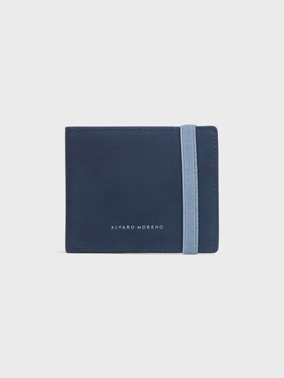 CARTERA ELASTICO PIEL  AZUL MARINO
