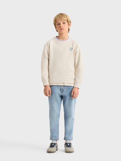 SUDADERA LOGO KIDS BEIGE