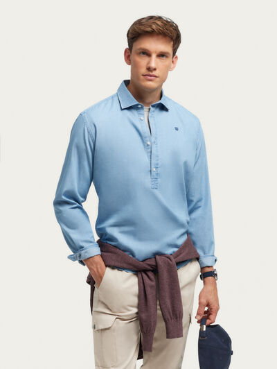 POLERA DENIM CELESTE