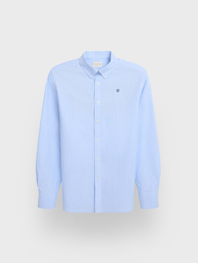 CAMISA OXFORD RAYAS DOWN CELESTE