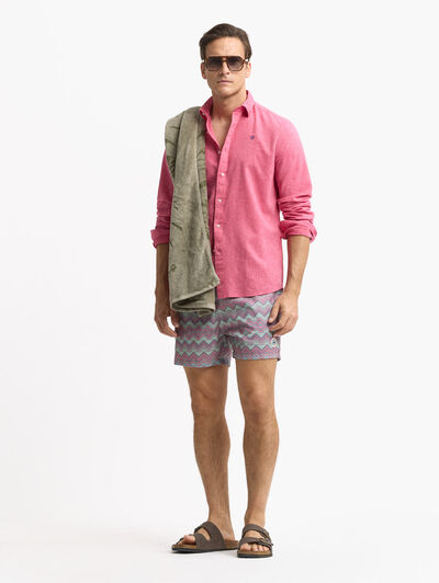 CAMISA LINO CHAMBRAY ROSA