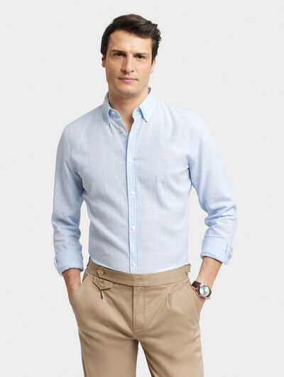 CAMISA LINO GALES CELESTE